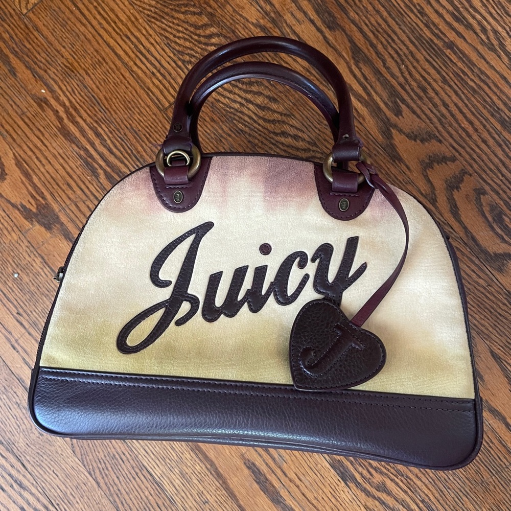 Juicy Couture Cream and Purple Satchel Structured Design